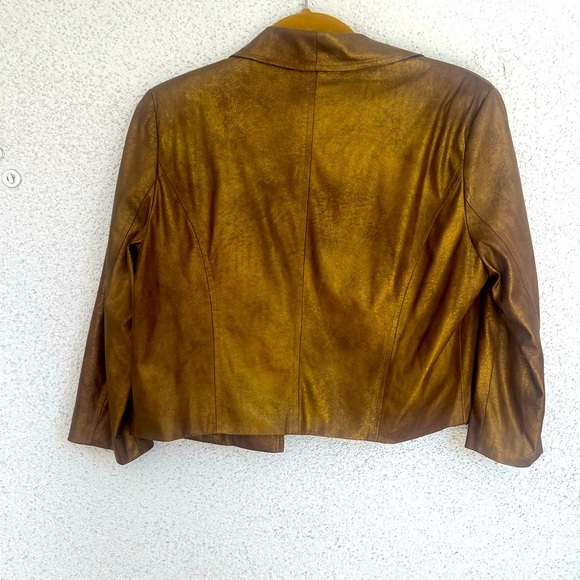 EUC Cache Bronze Gold Metallic Crop Jacket Small holiday,concert,glam,color pop - Picture 6 of 7